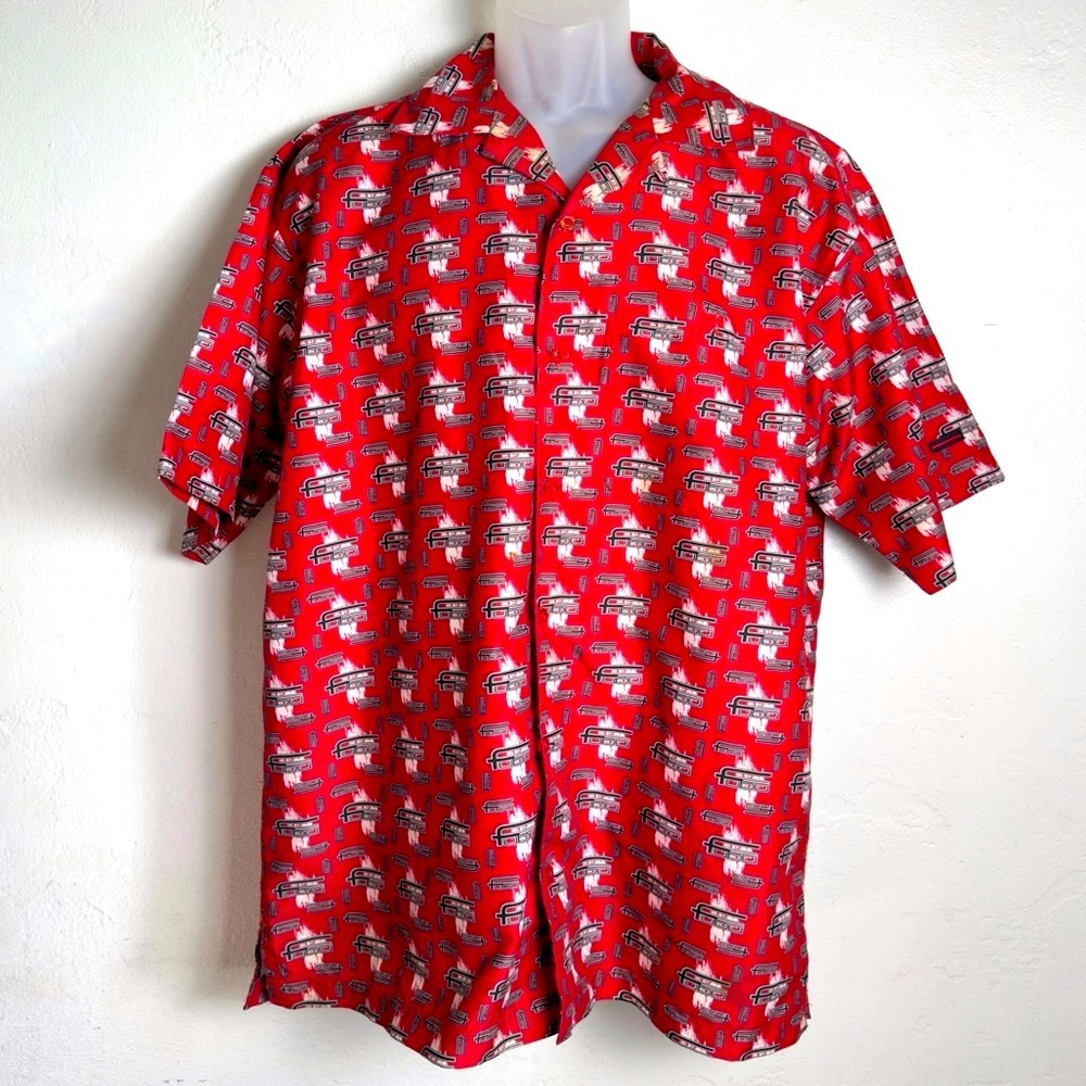 FUBU Y2K Red Casual Button Down Shirt Size L